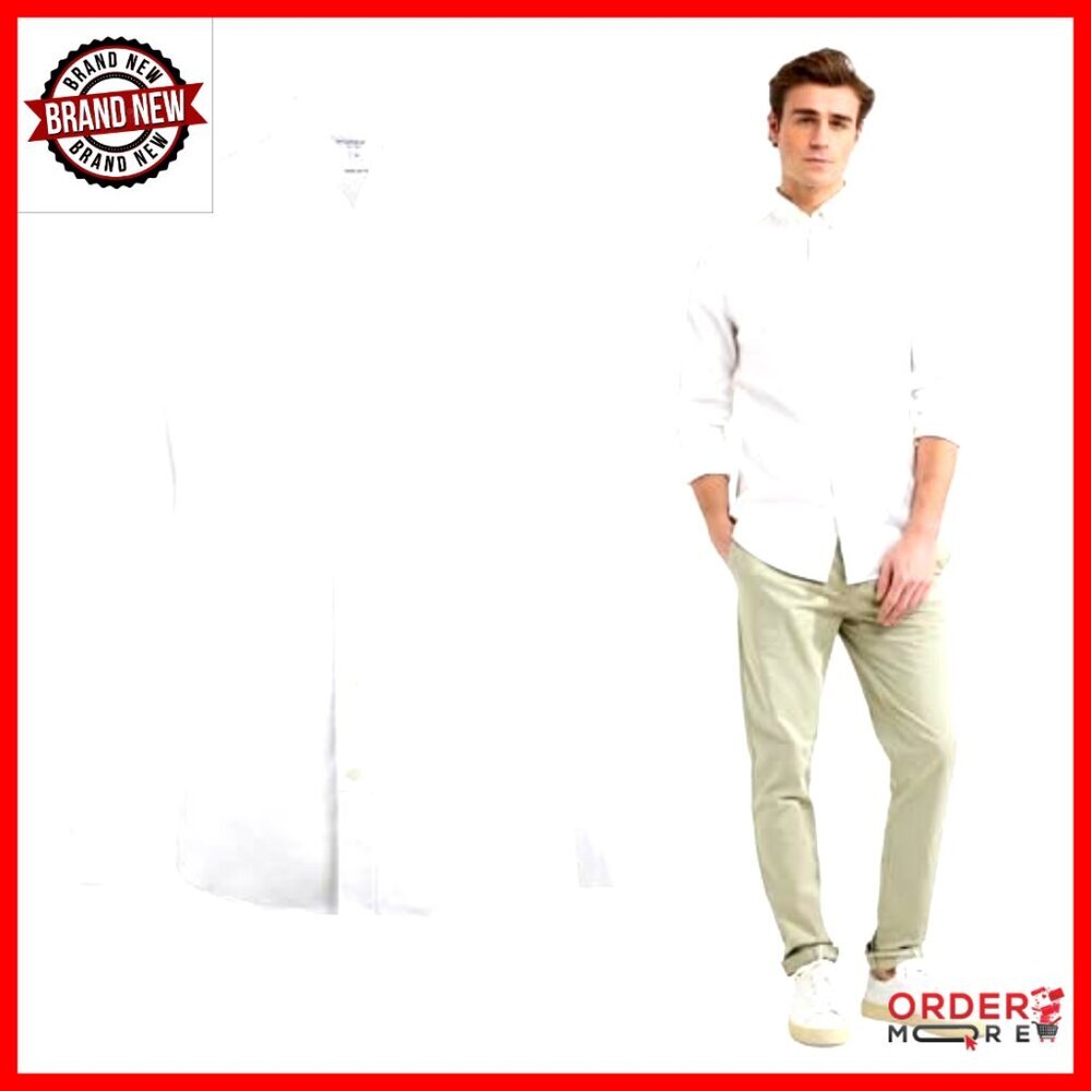 Men's Oxford Dress Shirt Long Sleeve Stretch Button Down Regular Fit - Picture 2 of 7